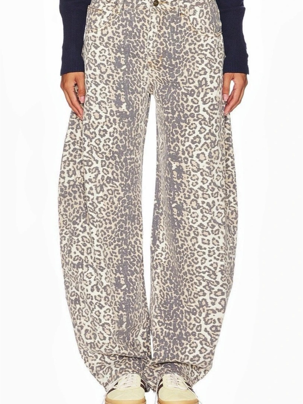 Lioness Horseshoe Barrel Jeans Animal Print Jeans in Brown & White